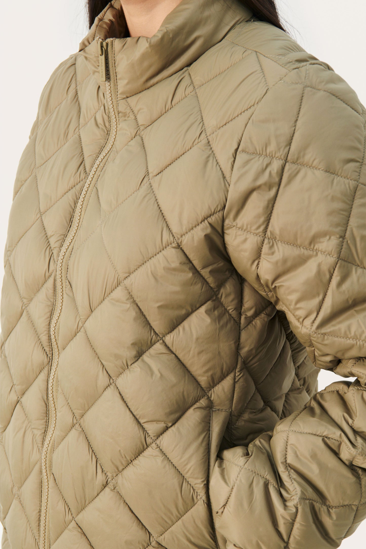 Part Two Khaki Short Quilted Jacket