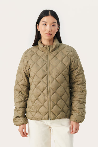 Part Two Khaki Short Quilted Jacket