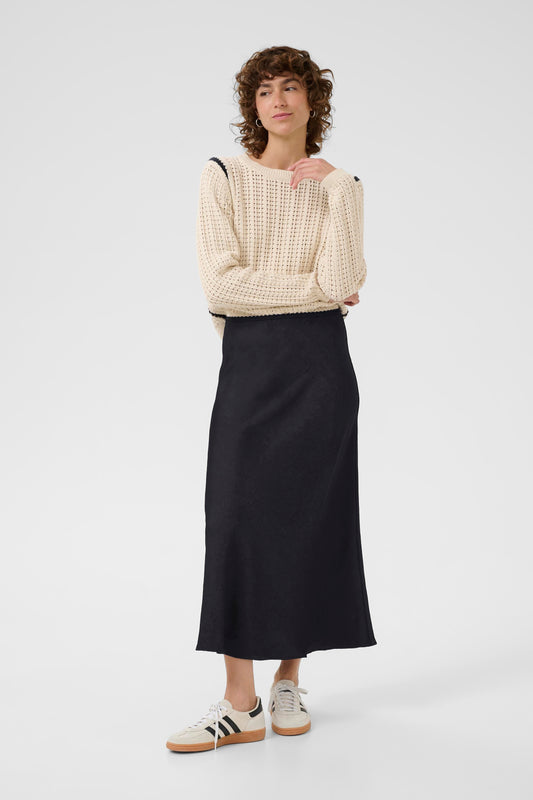 Part Two Dark Navy Midi Skirt