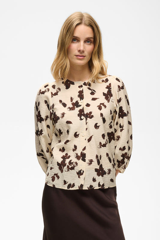 Part Two Channie Printed Cream Blouse