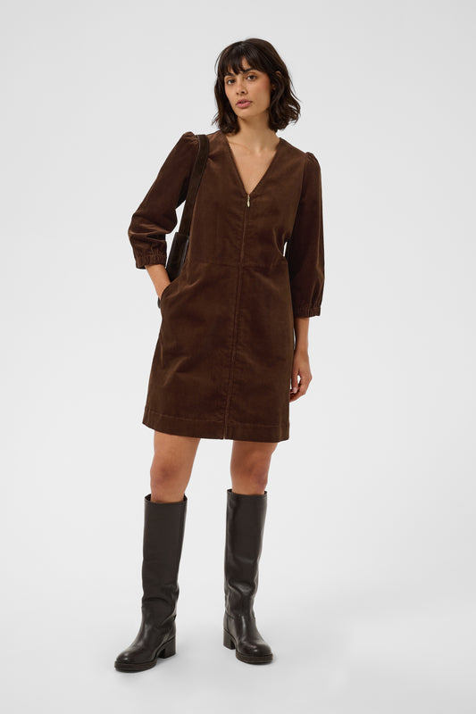 Part Two Corinna Chestnut Corduroy Dress