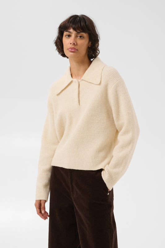 Part Two Carilina Cream Collared Wool Knit