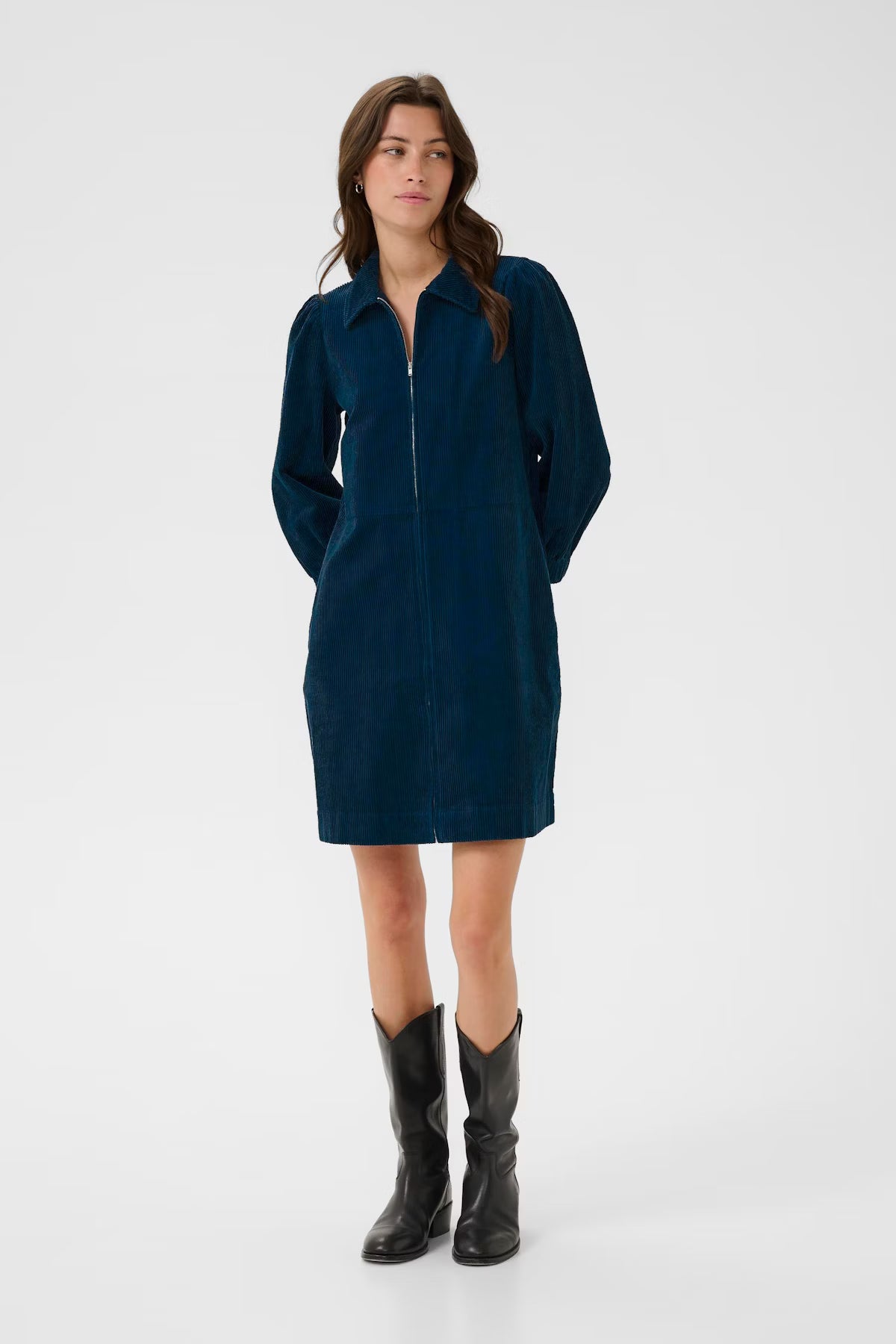 Part Two Dark Navy Cord Mini Dress