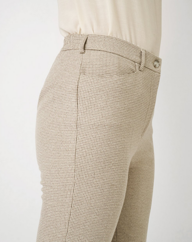 TONI Beige Mini Houndstooth Scarlet Trousers