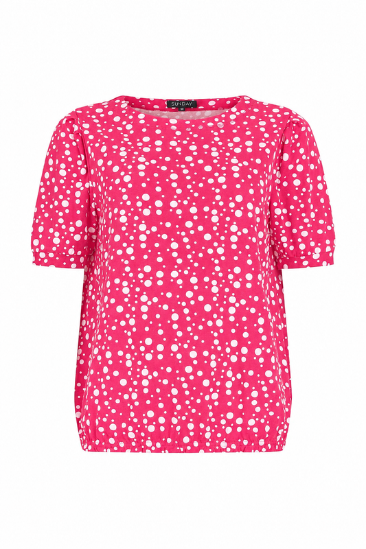 SUNDAY Pink & White Polka Dot T-Shirt