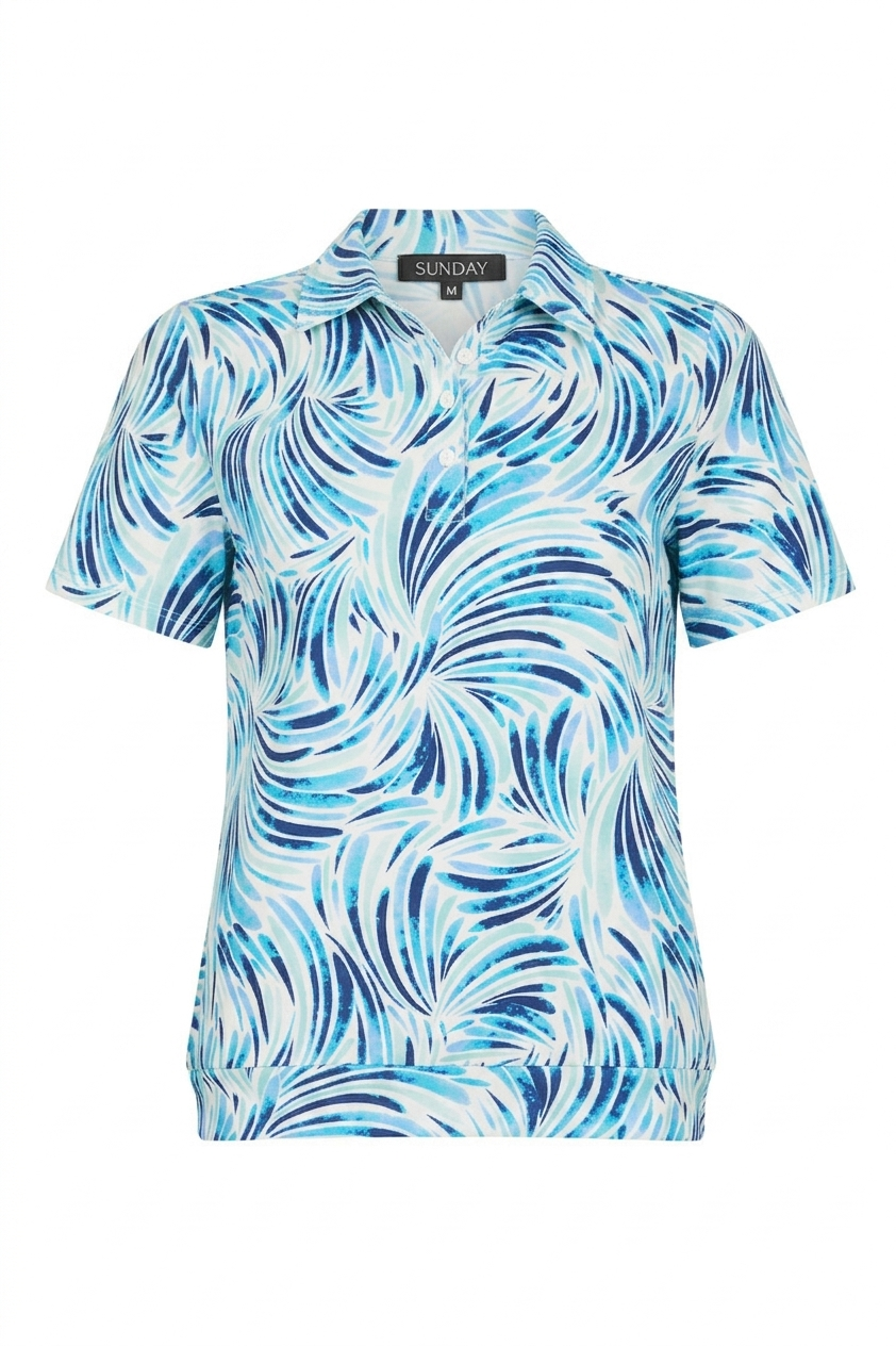 SUNDAY Blue Print Poloshirt
