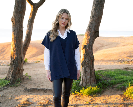 Marble Navy Sleeveless Knit