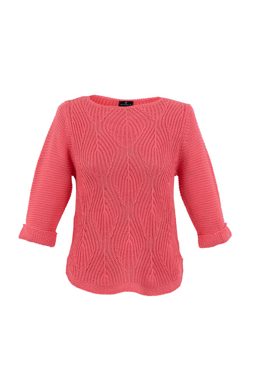 Marble Relaxed Crew Coral Sweater
