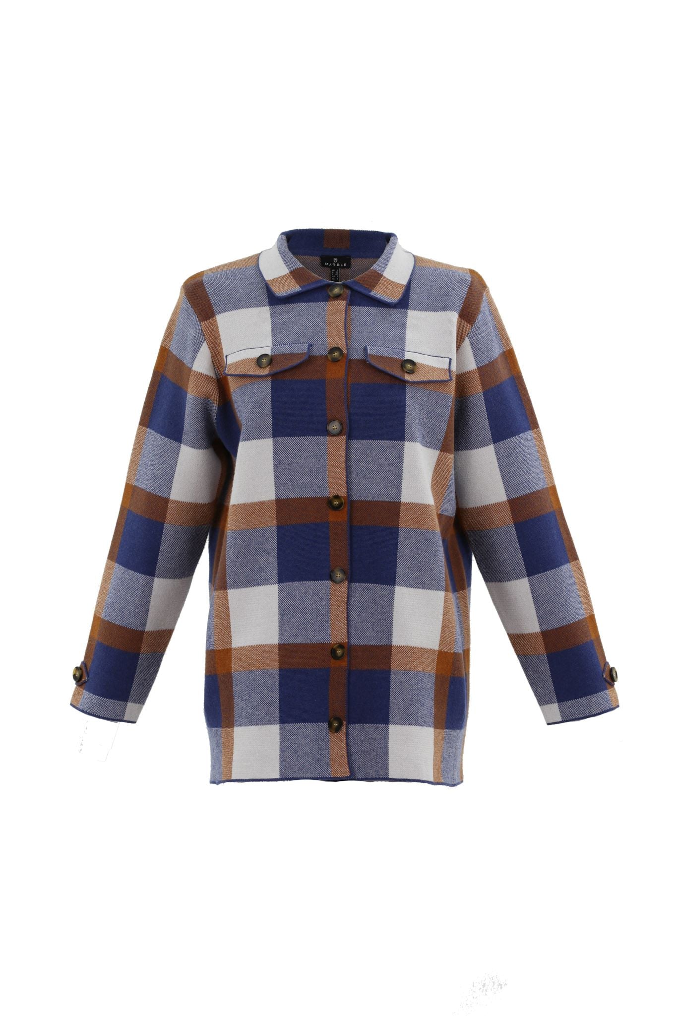 Marble Brandy and Blue Check Shacket