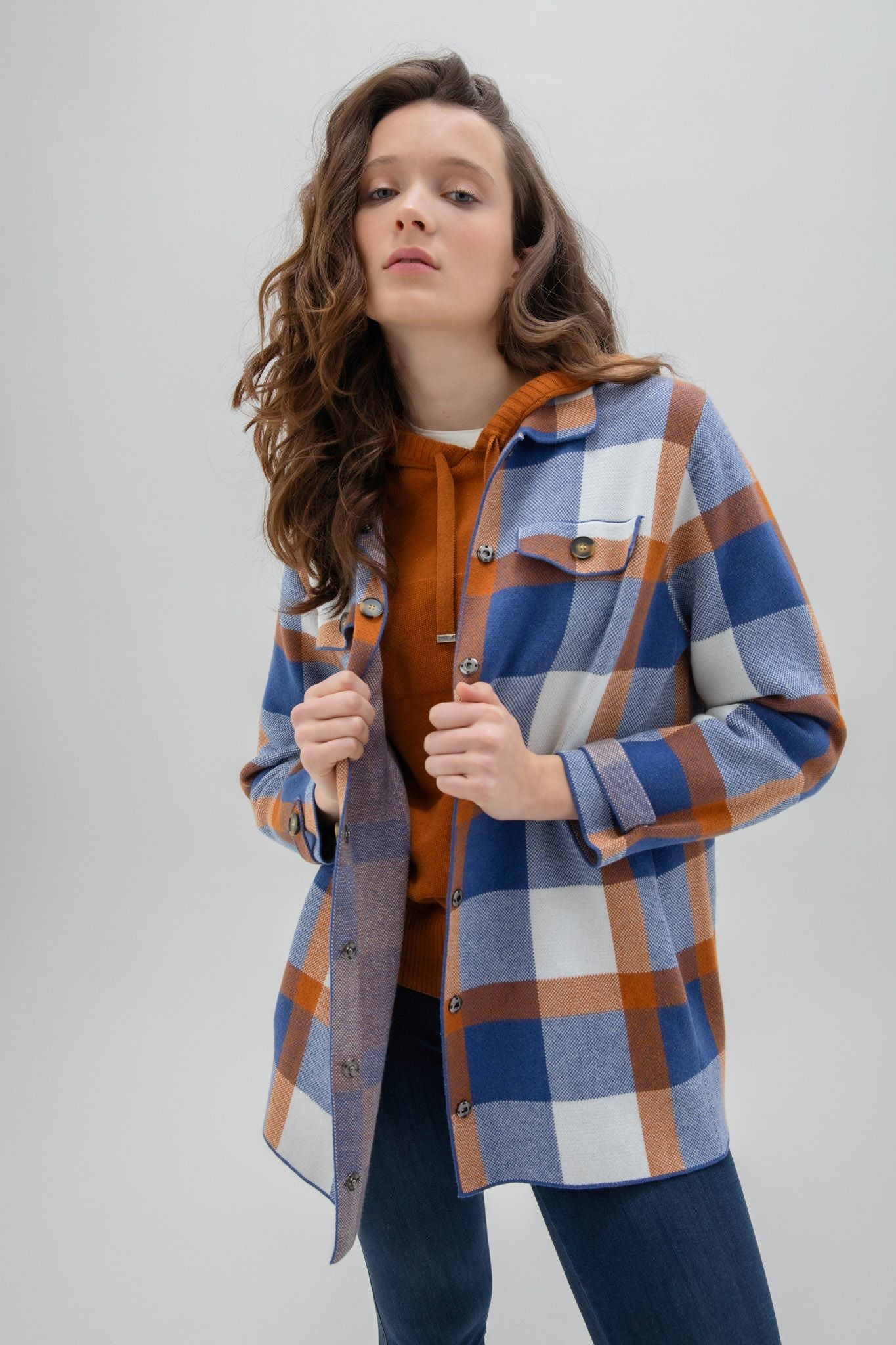 Marble Brandy and Blue Check Shacket