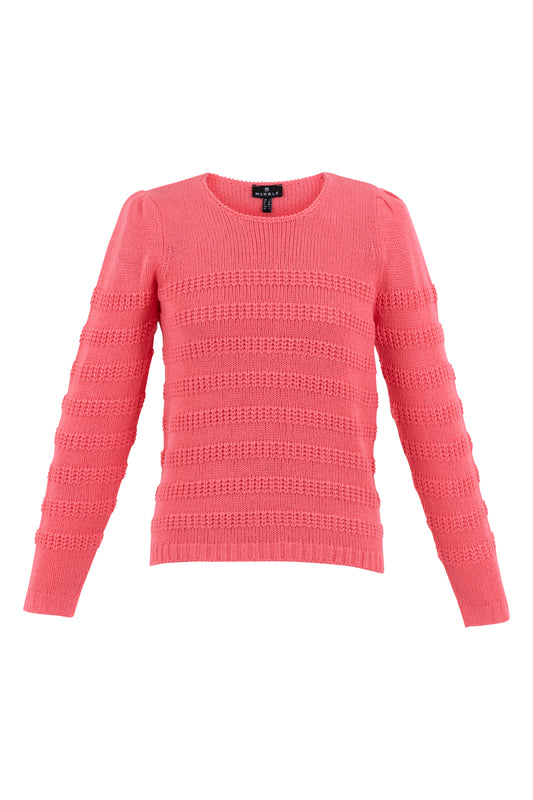 Marble Coral Knit Textured Stripe Jumper