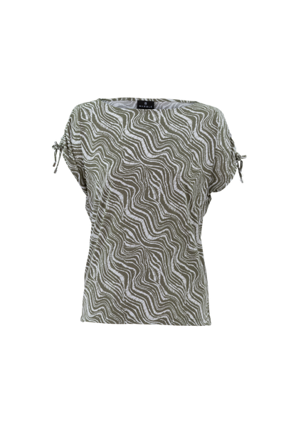 Marble Khaki Printed Short Sleeve Top