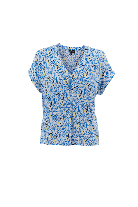 Marble Blue and Yellow Print T-Shirt