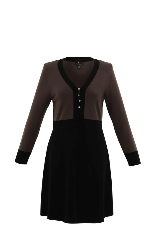 Marble Chocolate Brown and Black Knit Dress