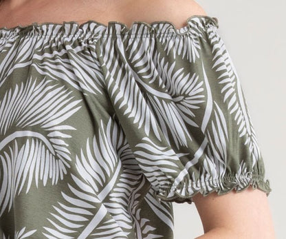 Mabrle Off The Shoulder Khaki Bardot Top