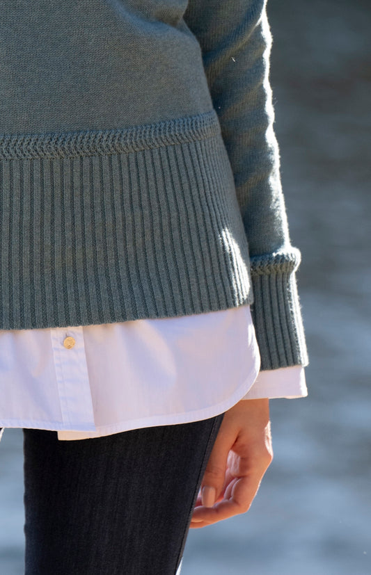 Marble 100% Cotton Teal Roll Neck