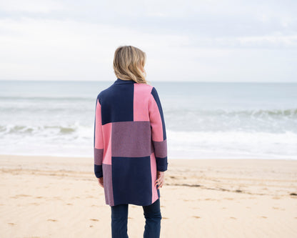 Marble Navy and Pink Longline Knit Shacket