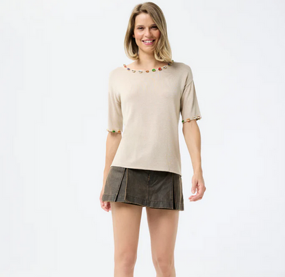 LEO&UGO Shell Deco Knit Top