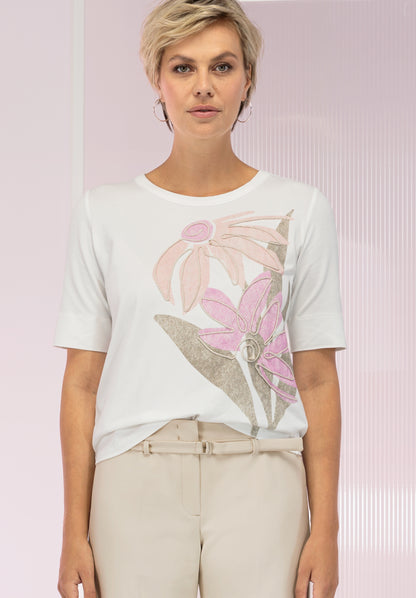 BIANCA Pink Flower Motif T-shirt
