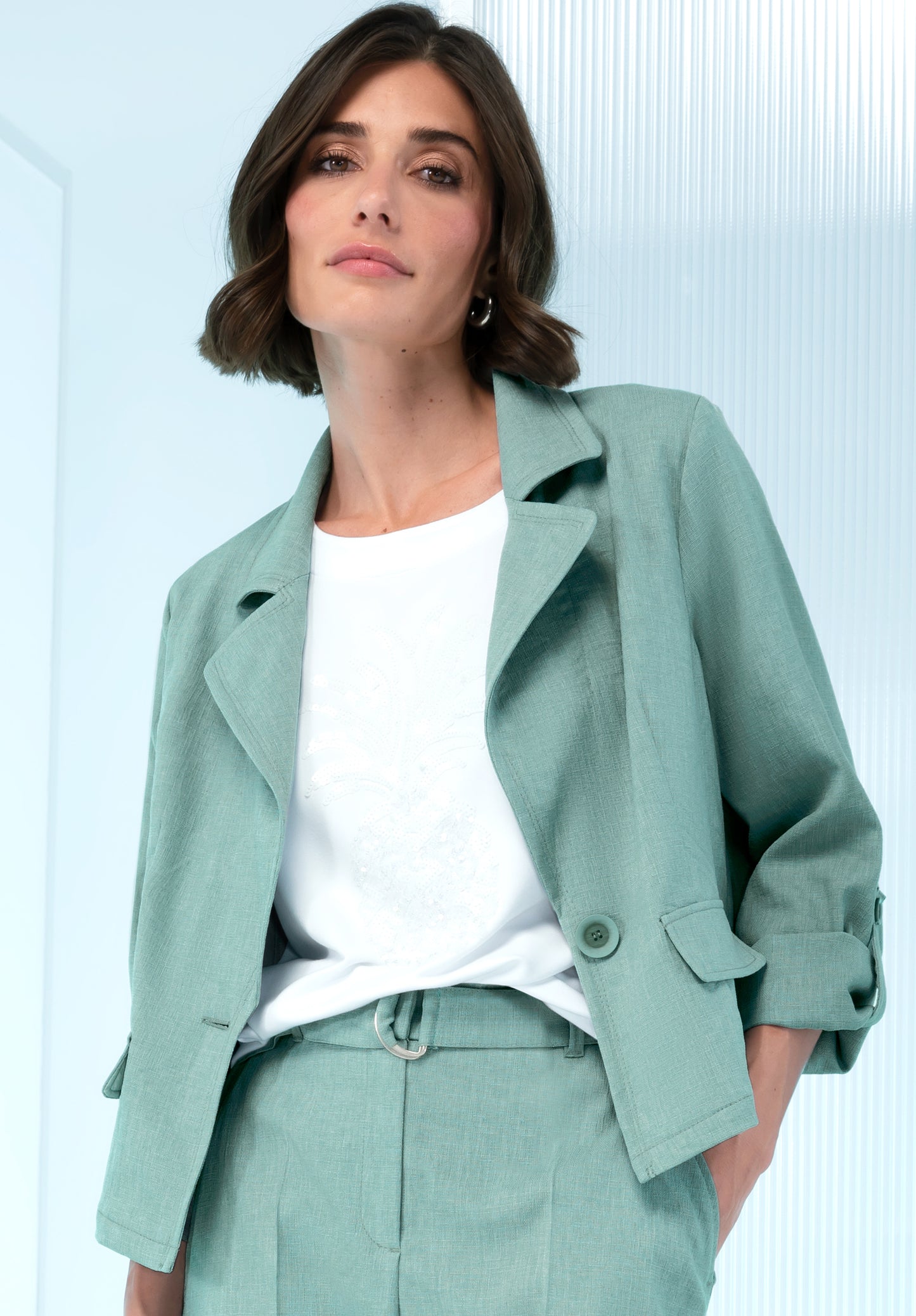 BIANCA Turqouise One Button Blazer