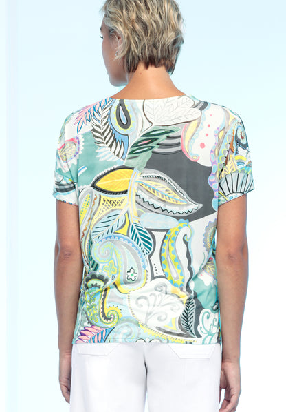 BIANCA Paisley Print V-Neck Top