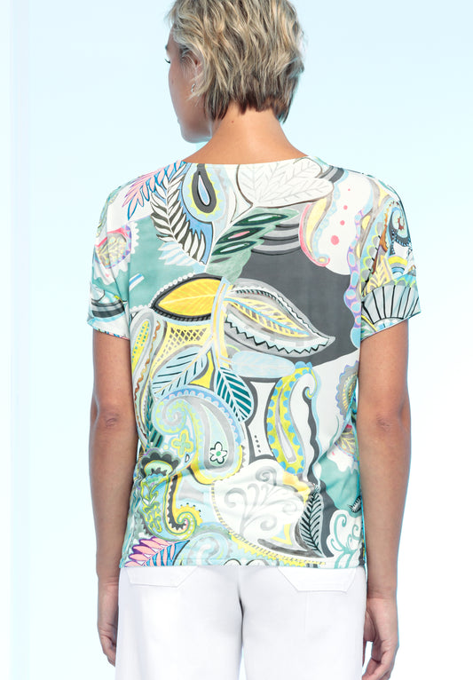 BIANCA Paisley Print V-Neck Top