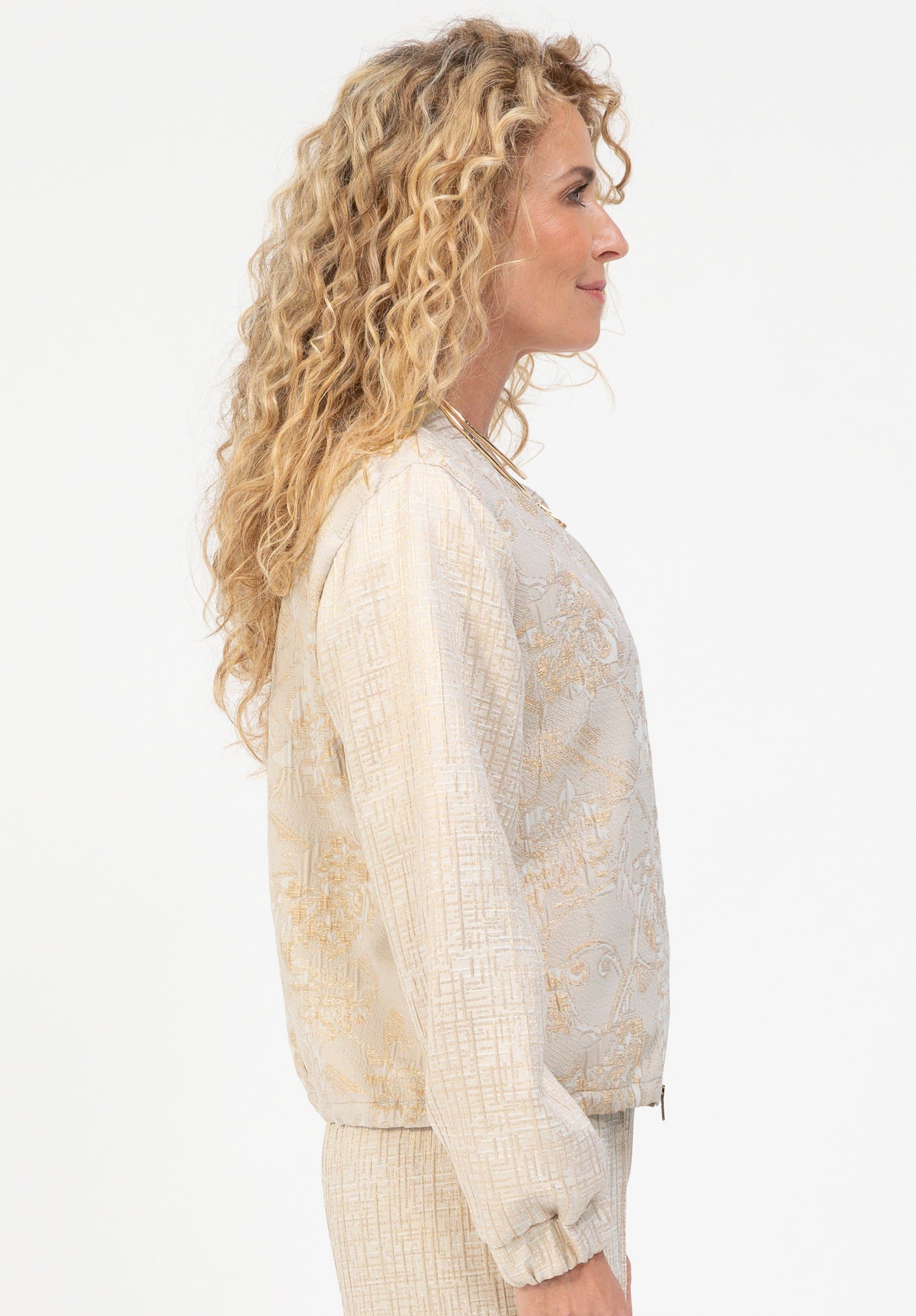 BIANCA Beige Jacquard Knit Jacket