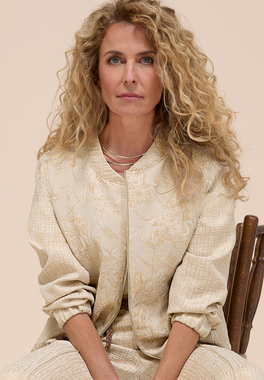 BIANCA Beige Jacquard Knit Jacket