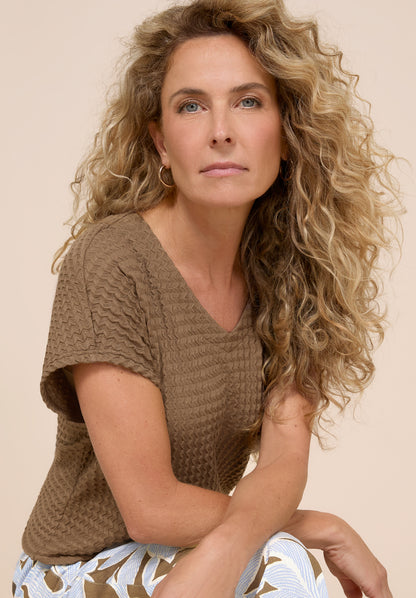 BIANCA Textured Bronzed Umber T-Shirt