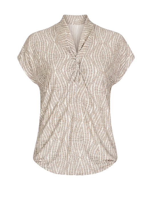 BIANCA V Neck Printed Knot Detail Top