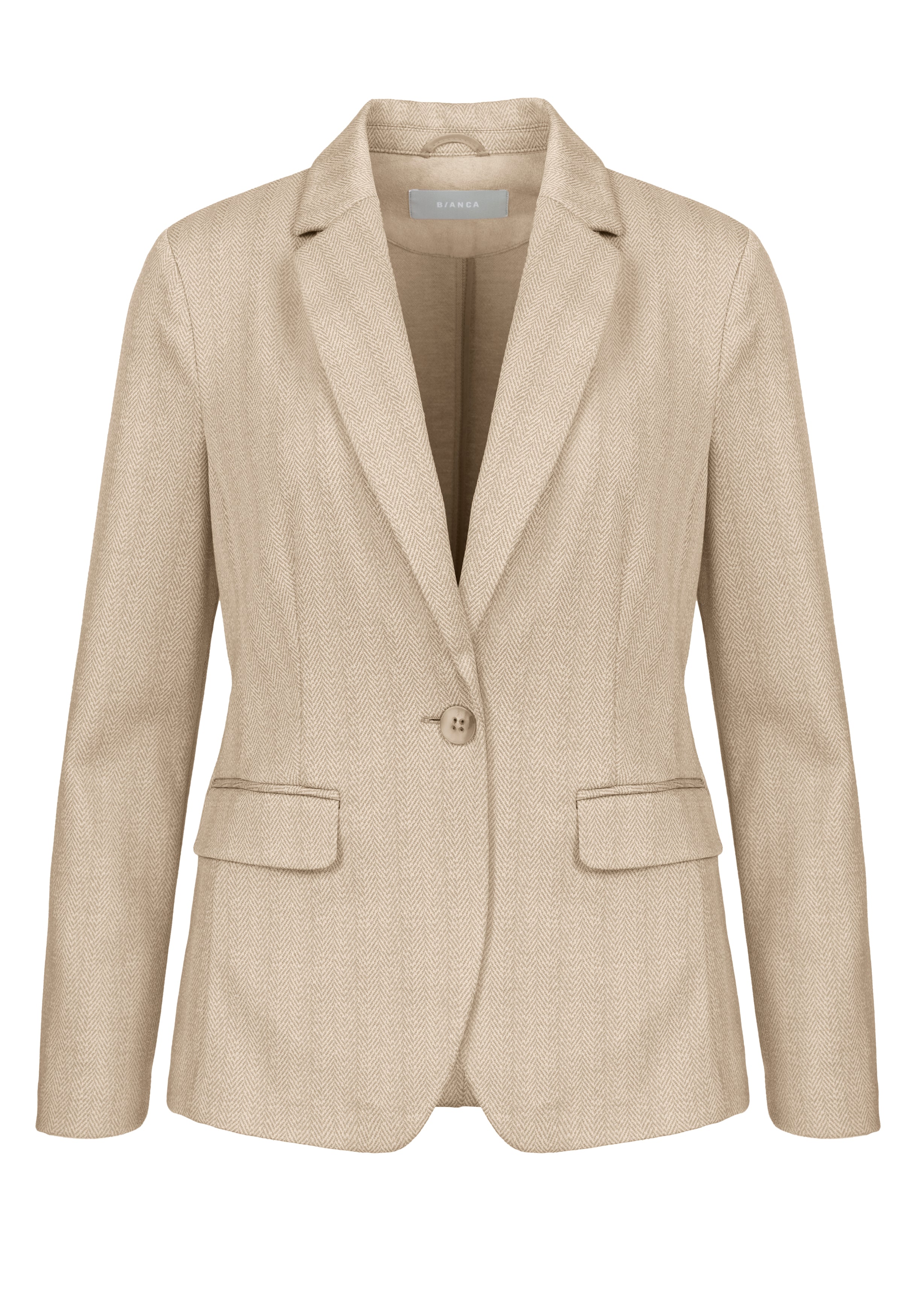 BIANCA Beige Fitted One Button Blazer 10