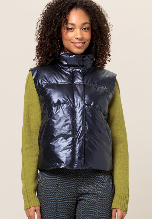 BIANCA Metallic Blue Puffy Gilet