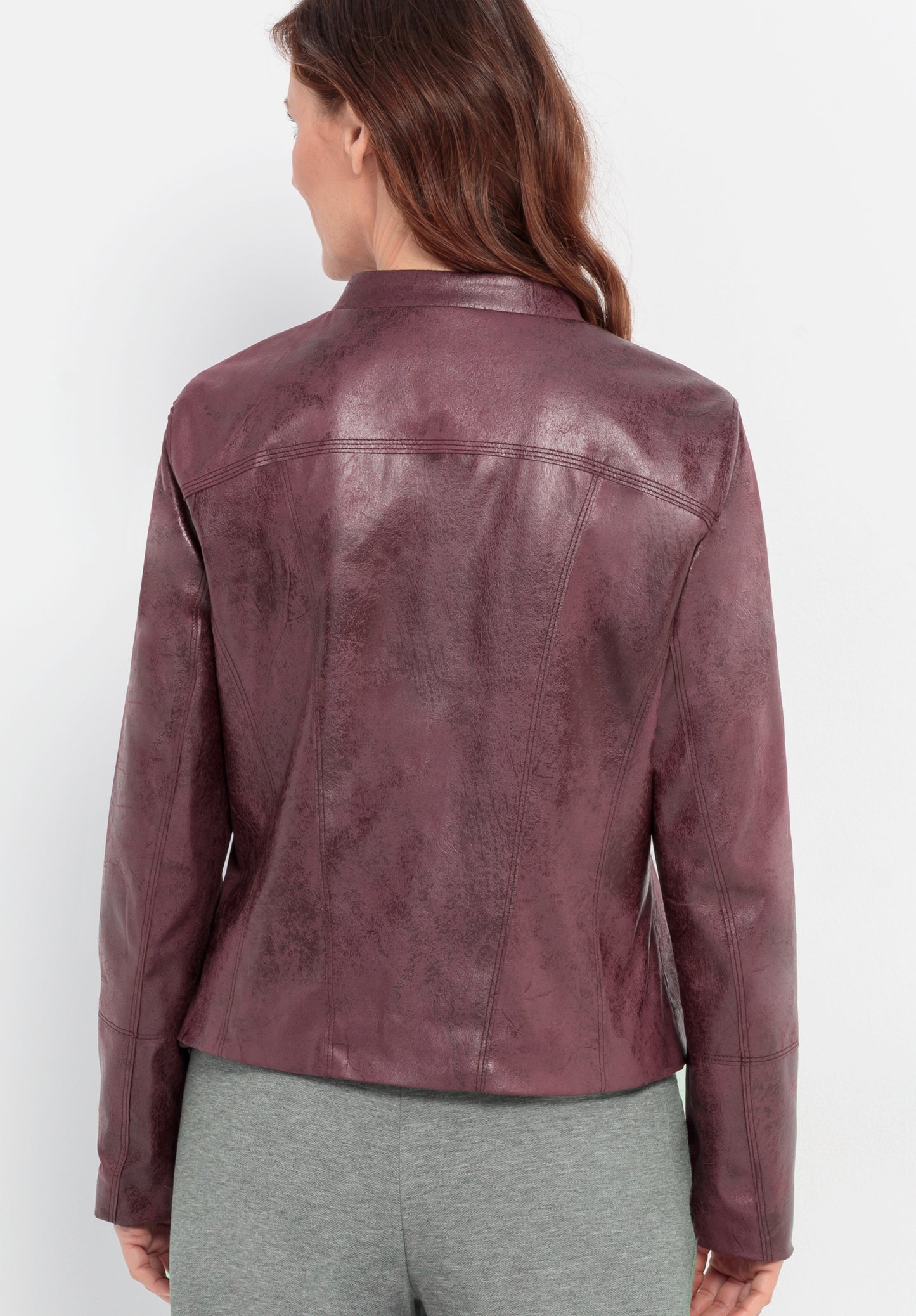 BIANCA Burgundy Faux Leather Jacket