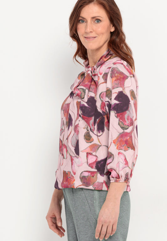 BIANCA Floral Lilac Tie Neck Blouse