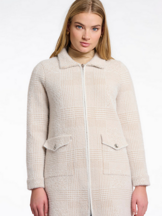 Rino&Pelle Stone Check Zip Cardigan