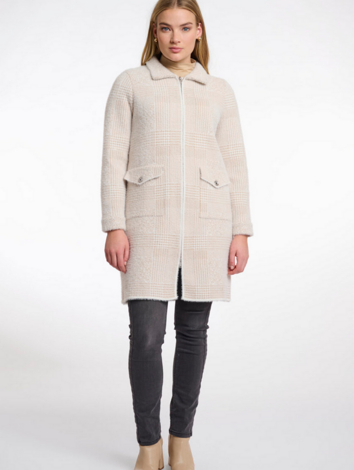 Rino&Pelle Stone Check Zip Cardigan