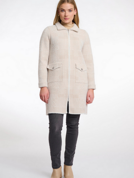 Rino&Pelle Stone Check Zip Cardigan
