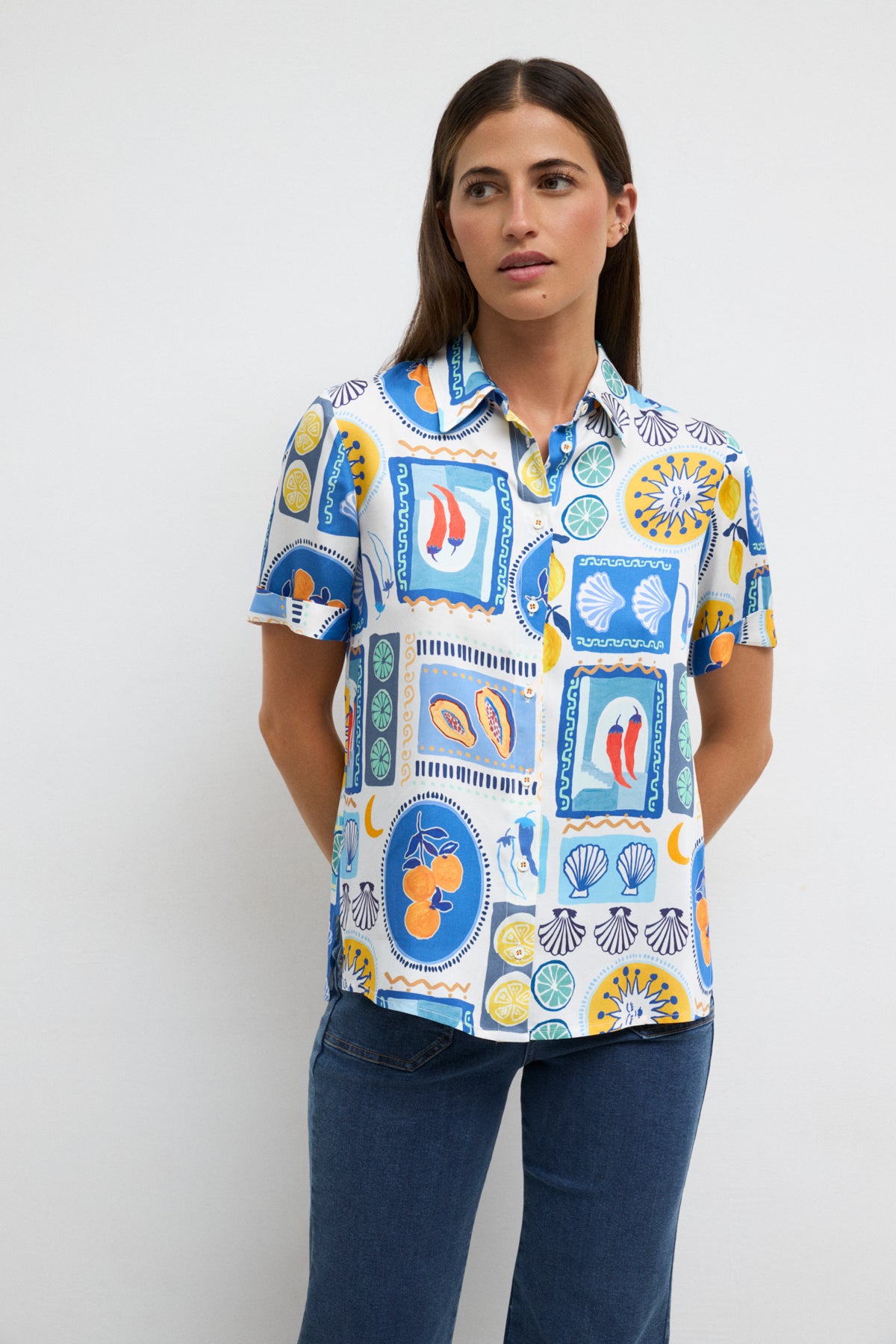 TINTA Enola Blue Button Up Shirt