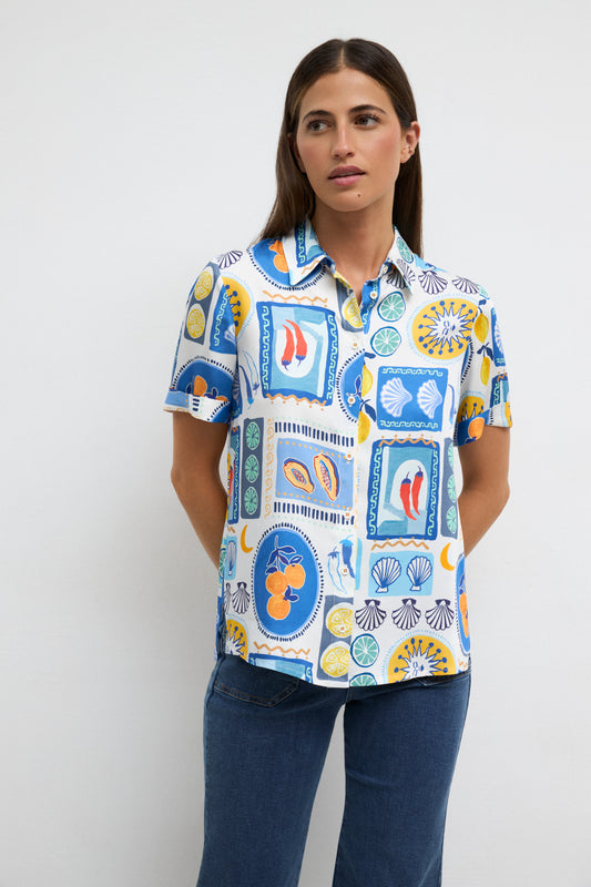 TINTA Enola Blue Button Up Shirt