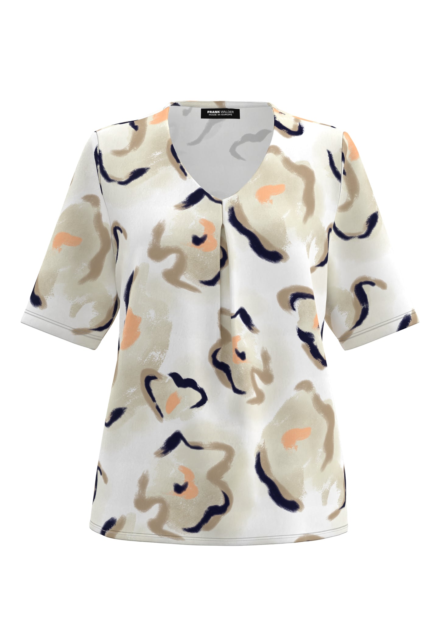 Frank Walder Cream Floral Print V-Neck Top
