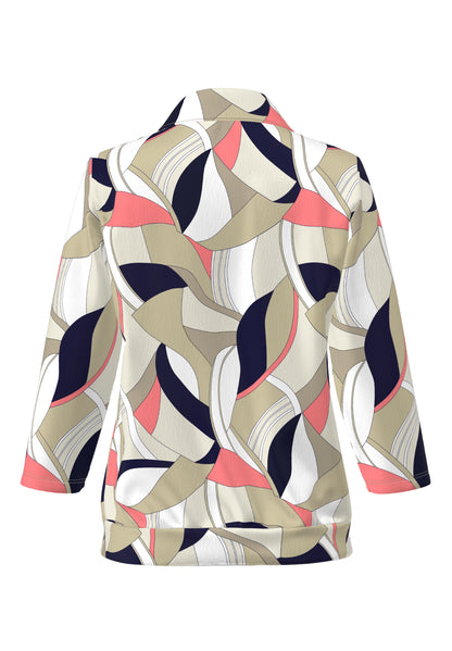Frank Walder Sand Geo Print Collared Top