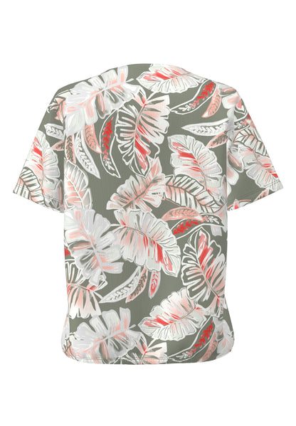 Frank Walder Peach Flower Khaki Shirt
