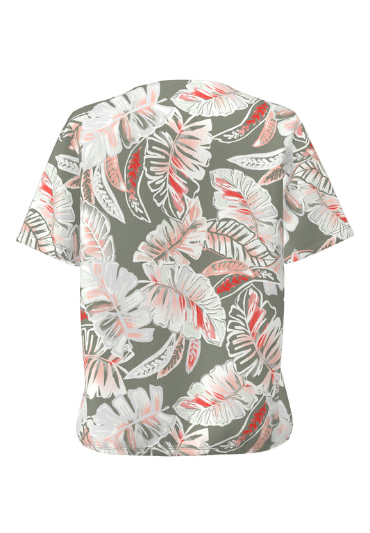 Frank Walder Peach Flower Khaki Shirt
