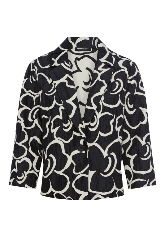 Frank Walder Cream Print Navy Jacket