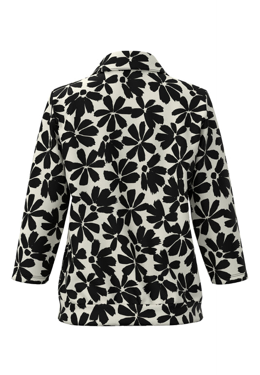 Frank Walder Black and Cream Floral Poloshirt