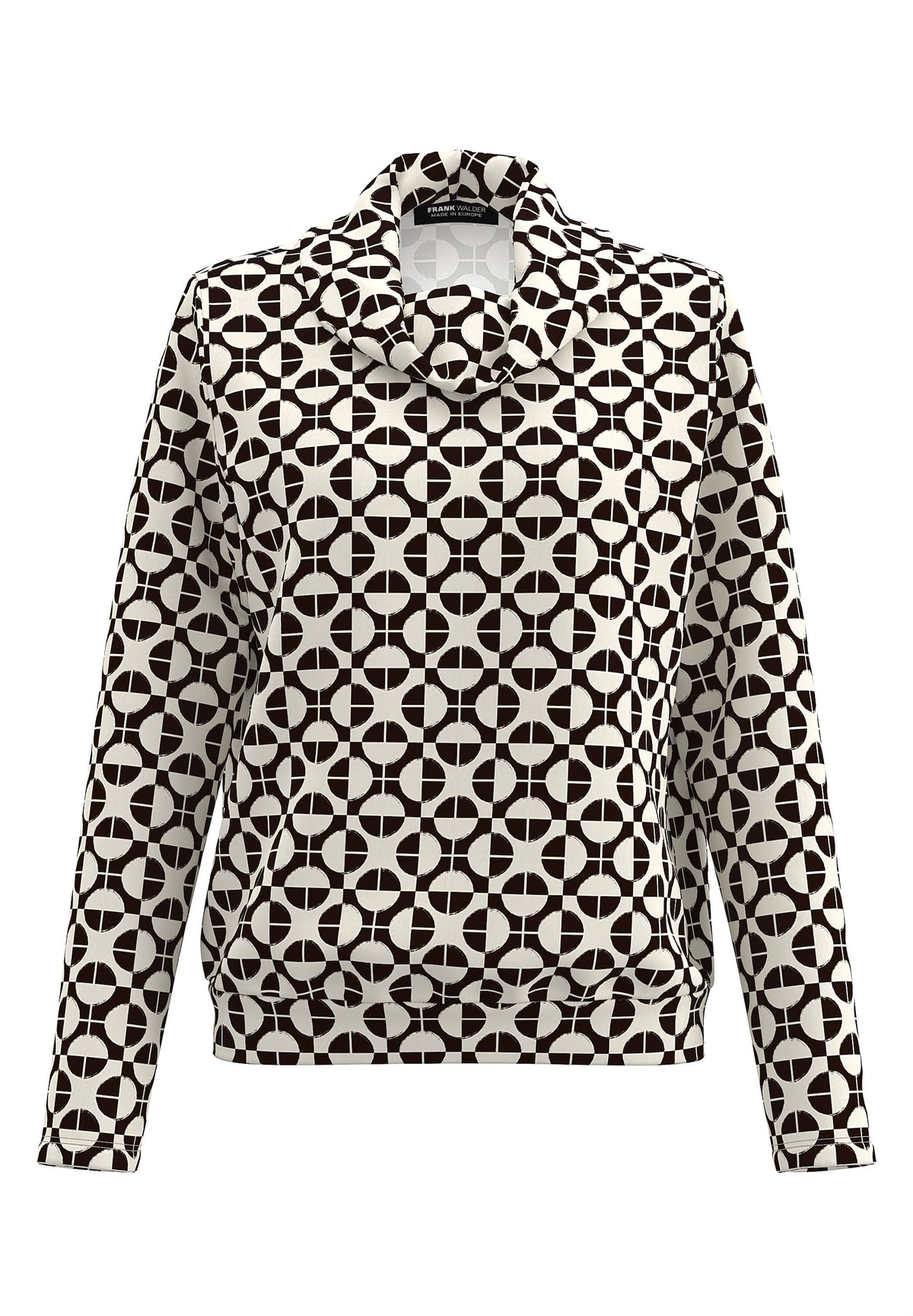 Frank Walder Espresso Geometric Cowl Neck Top