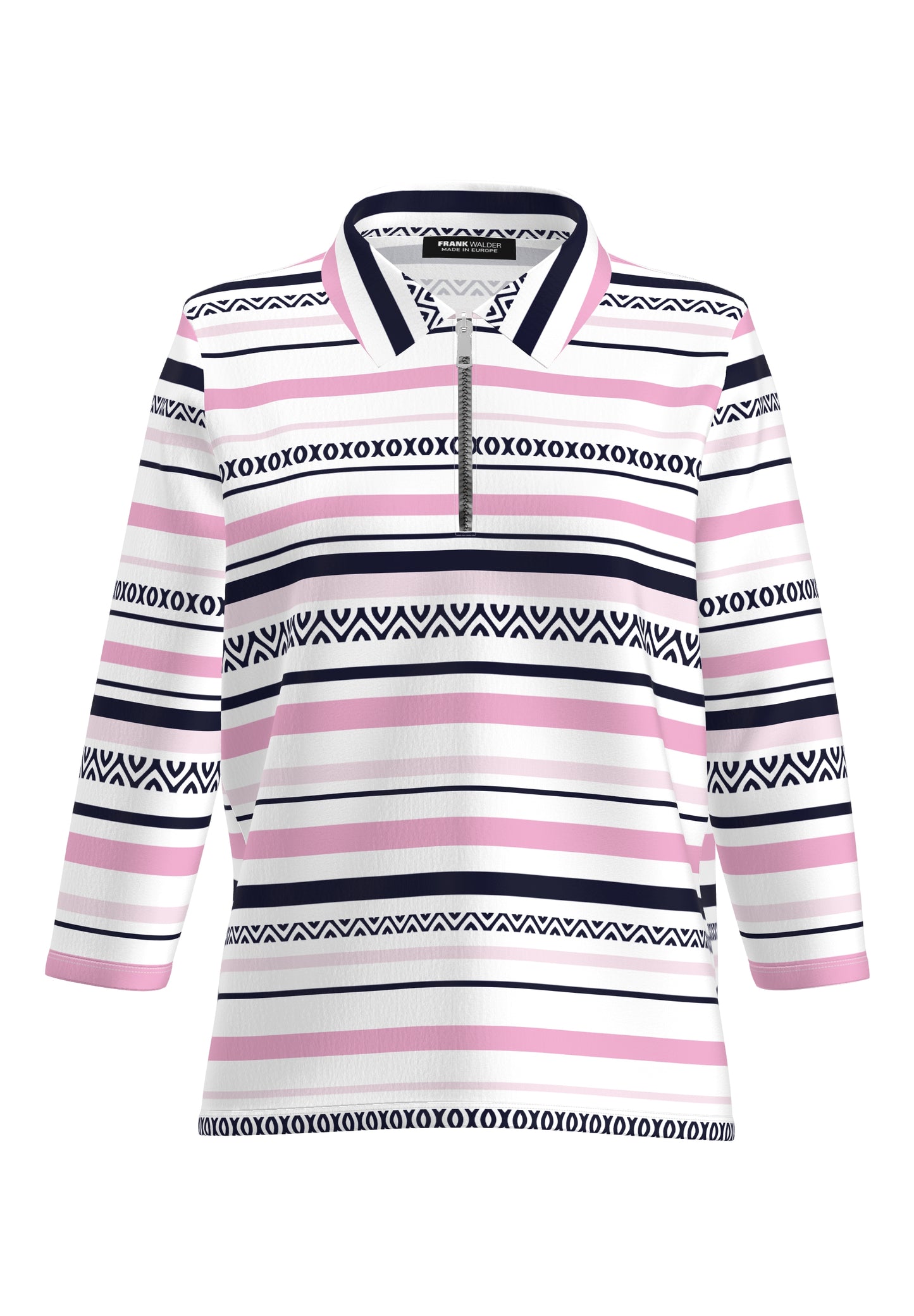 Frank Walder Navy and Pink Polo Shirt Top
