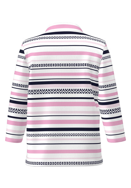 Frank Walder Navy and Pink Polo Shirt Top