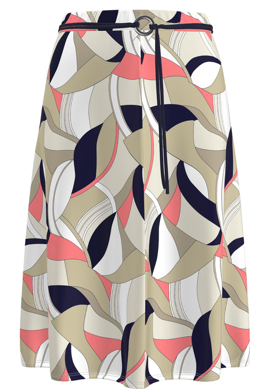 Frank Walder Sand Geo Print A-Line Skirt