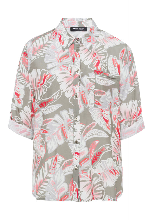 Frank Walder Peach Flower Khaki Shirt